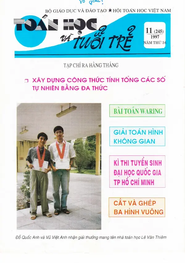 Tạp Chí Toán Học Và Tuổi Trẻ Số 245 Tháng 11 Năm 1997