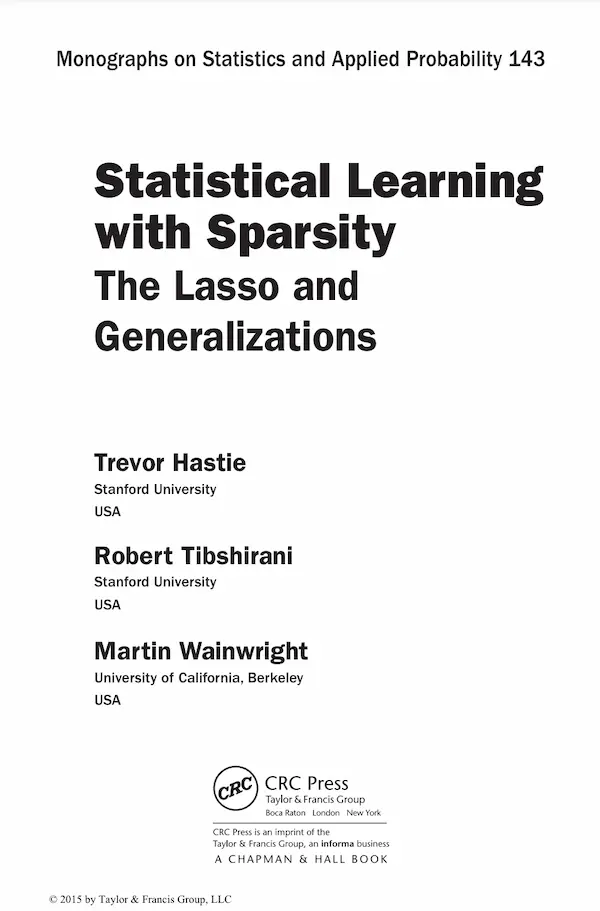 Statistical Learning With Sparsity The Lasso And Generalizations