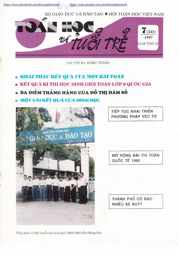 Tạp Chí Toán Học Và Tuổi Trẻ Số 241 Tháng 7 Năm 1997