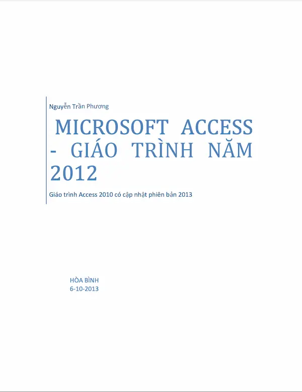 Microsoft Access - Giáo trình năm 2012
